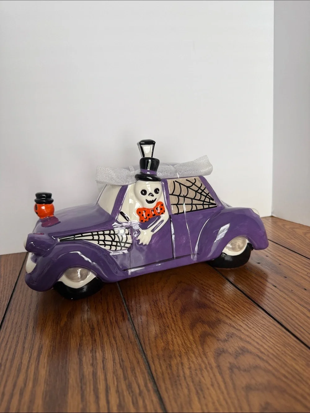Festive Purple Halloween Ghost Car Cookie Jar - Charming Party Decor